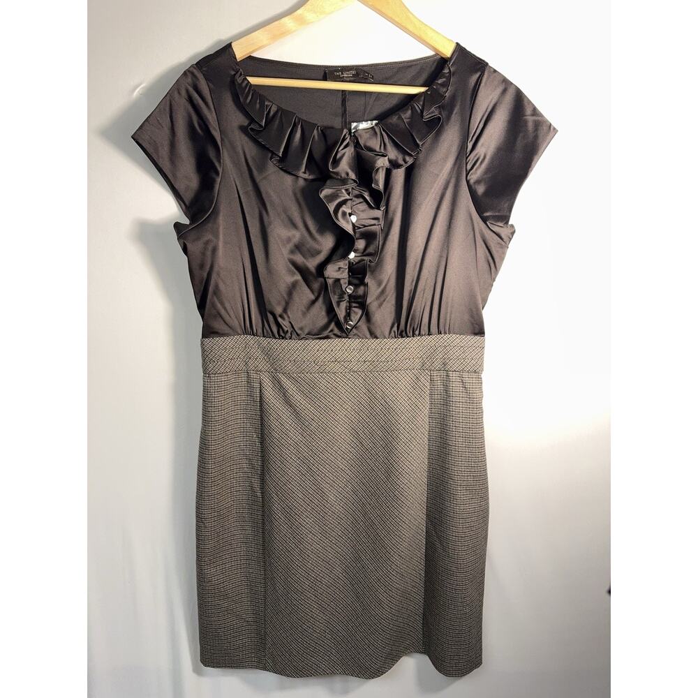 Women’s The Limited Brown Ruffle Career Dress Size 14 NWT Side Zip